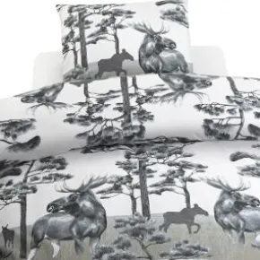 Bäddset Älg grå