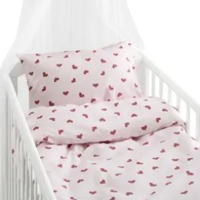 Bäddset Spjälsäng - Hjärtrud rosa
