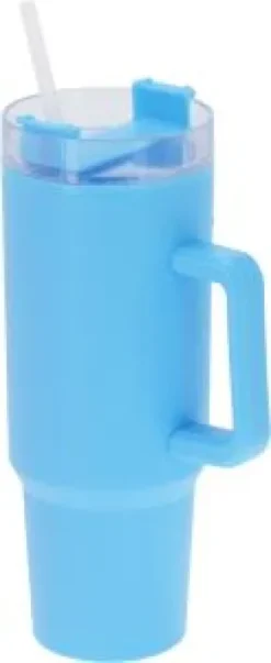 Drickmugg med sugrör (Blå)