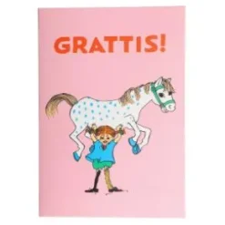 Födelsedagskort "Grattis" - Pippi Långstrump