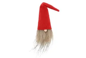Flaskdekoration- Söt tomte med skägg (Röd)