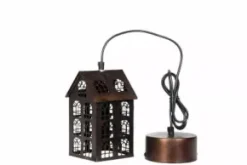 Fönsterlampa hus - antik brun