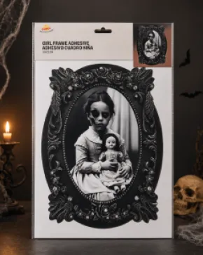 Halloweensticker Flicka med docka