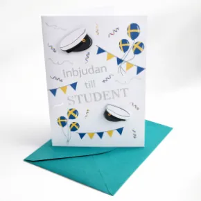 Inbjudningskort - Studentmössor