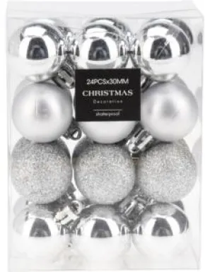 Julgranskulor 24-pack - Silver