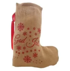 Julstrumpa i jute - God Jul