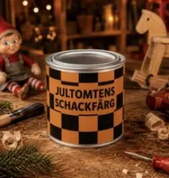 Jultomtens schackfärg plåtburk