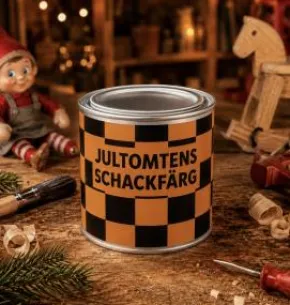 Jultomtens schackfärg plåtburk