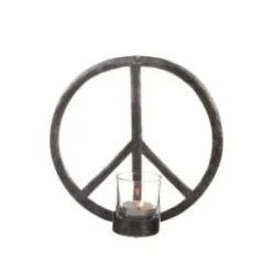 Ljuslykta i hamrad plåt "Peace" (Rund)