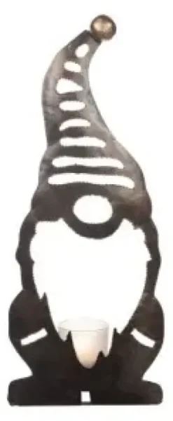 Ljuslykta Tomte i hamrad plåt (Randig guld luva)