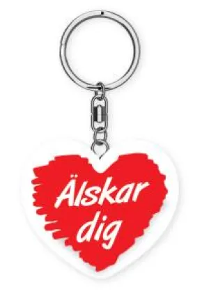 Nyckelring i trä Älskar Dig
