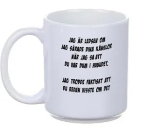 Porslinsmugg - Jag är ledsen...