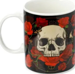Porslinsmugg Skulls & Roses