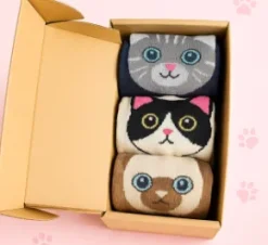 Presentförpackning strumpor - Cute cat in box (30-36)