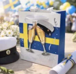 Presentpåse 18cm - Student/champagne