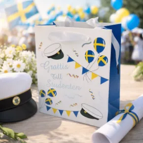 Presentpåse 23cm - Studentmössor
