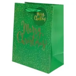 Presentpåse - Merry Christmas (grön)
