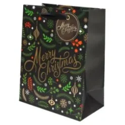 Presentpåse - Merry Christmas (svart)