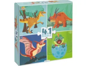 Pussel 4-i-1 Dinosauriemotiv