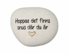 Sten med text "Snus"