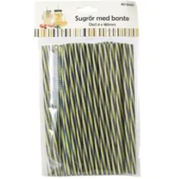 Återanvändningsbara sugrör i 40-pack (gul/blå)