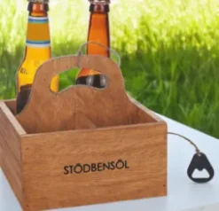 Trälåda "STÖDBENSÖL" med öppnare