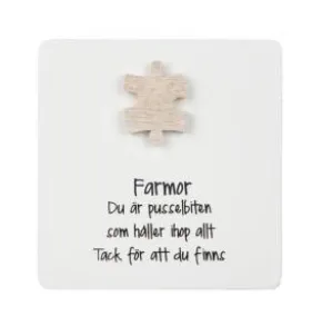 Trätavla med pusselbit - Farmor