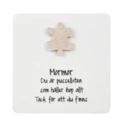 Trätavla med pusselbit - Mormor