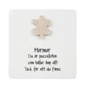 Trätavla med pusselbit - Mormor