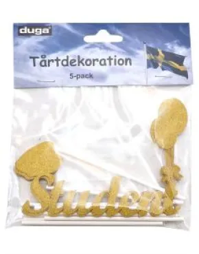 Tårtdekoration "Student" 5-pack