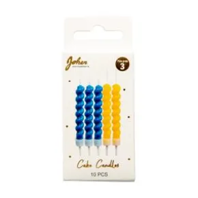 Tårtljus Gul/blå - 10-pack