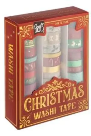 Washi Tape 36 rullar - Julmotiv (Röd)